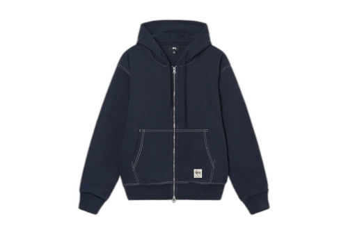 Stussy Double Face Label Zip Hoodie Navy (FW22)