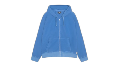 Stussy Double Layer Waffle Zip Hoodie Blue