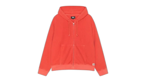 Stussy Double Layer Waffle Zip Hoodie Red