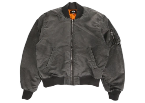 Stussy Dyed Nylon Bomber Jacket Charcoal