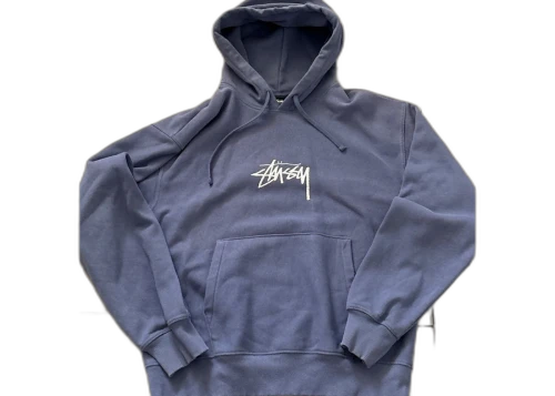 Stüssy Embroidered Logo Hooded Sweatshirt Blue