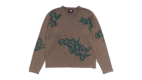 Stussy Floral Roll Neck Sweater Brown