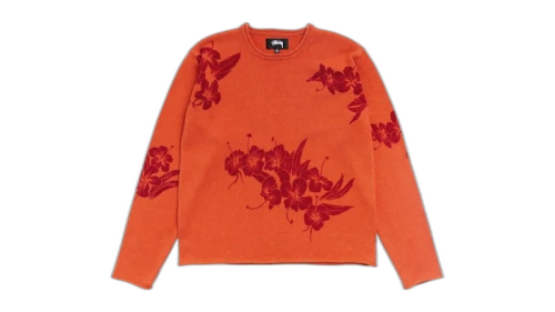 Stussy Floral Roll Neck Sweater Rust