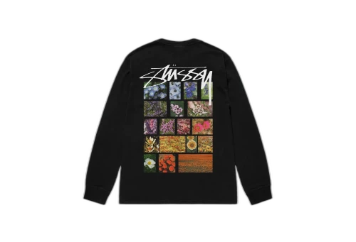Stussy Flower Grid Pigments Dyed LS Tee Black (FW22)