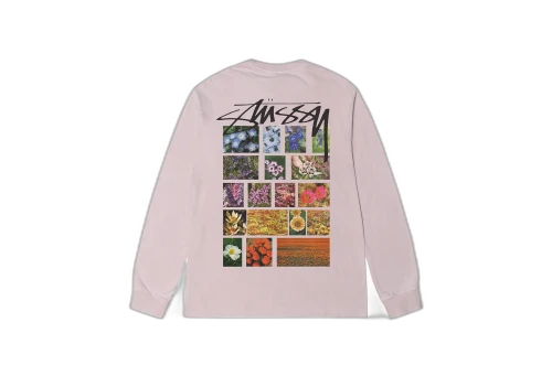 Stussy Flower Grid Pigments Dyed LS Tee Blush (FW22)
