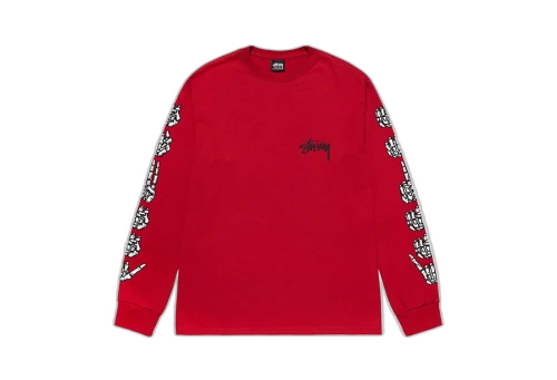 Stussy Hands LS Tee Dark Red (FW22)