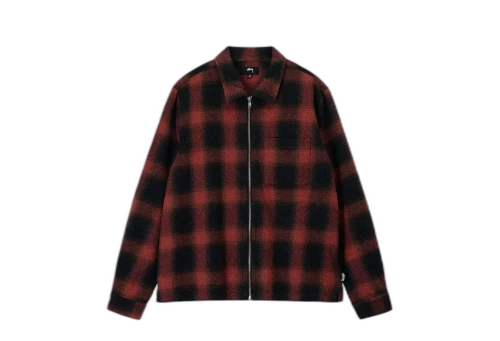Stussy Hank Plaid Zip Shirt Red (FW22)