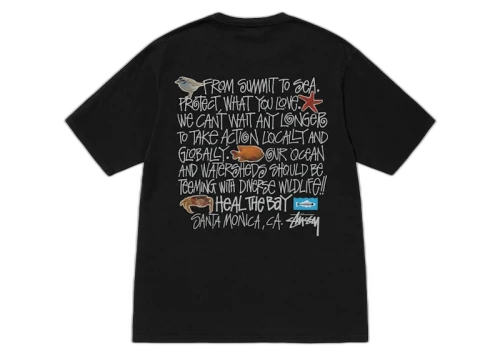 Stussy Heal The Bay Pigment Dyed Summit To Sea Tee Black