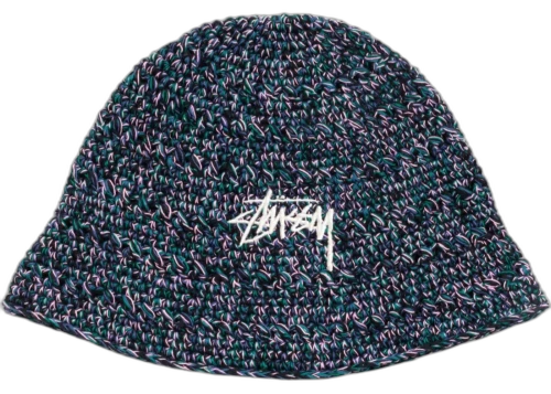 Stussy Hemp Stock Knit Bucket Hat Multi Navy
