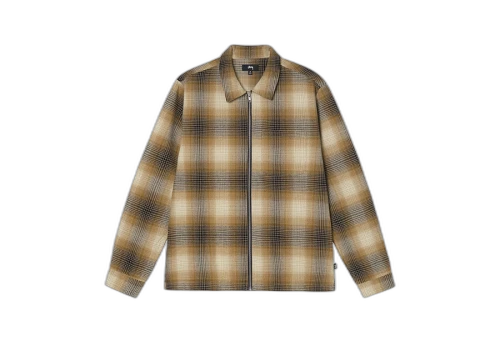 Stussy Jack Shadow Plaid Zip Shirt Mustard (FW22)