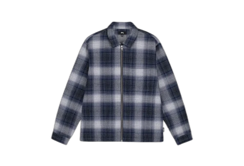 Stussy Jack Shadow Plaid Zip Shirt Navy (FW22)