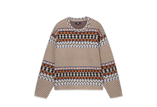 Stussy Jacquard Knit Crew Brown (FW22)