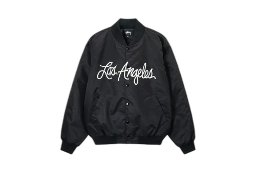 Stussy LA Chapter Satin Varsity Jacket Black (FW22)
