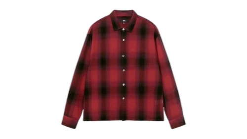 Stussy Loose Weave Plaid Shirt Red