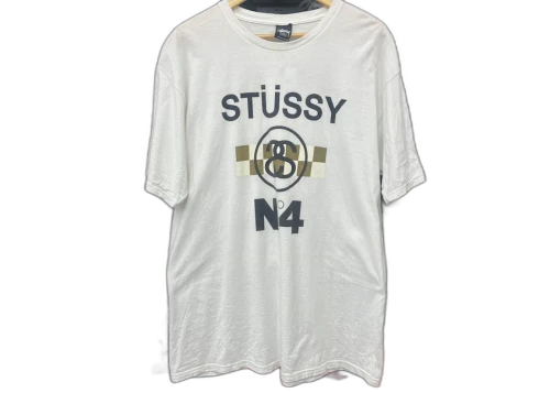Stüssy No. 4 Checkered T-Shirt White