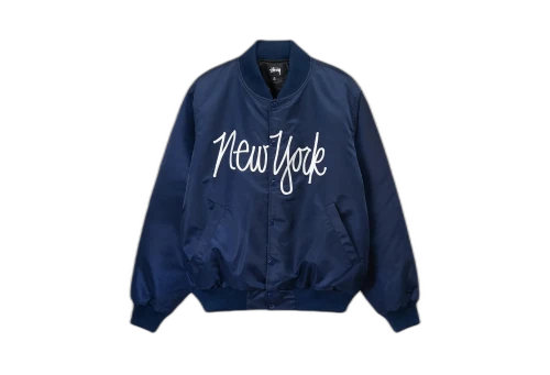 Stussy NY Chapter Satin Varsity Jacket Navy (FW22)