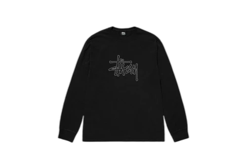 Stussy Outlined Pigment Dyed LS Tee Black (FW22)