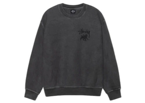 Stussy Rasta Lion Pigment Dyed Crew Black