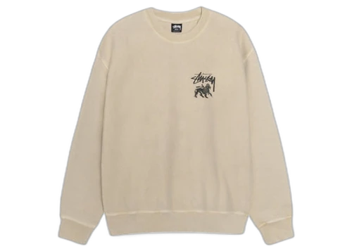 Stussy Rasta Lion Pigment Dyed Crew Khaki