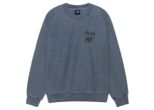 Stussy Rasta Lion Pigment Dyed Crew Navy