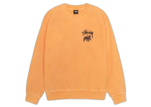 Stussy Rasta Lion Pigment Dyed Crew Orange
