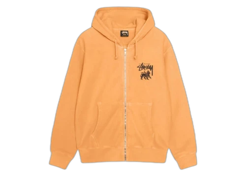 Stussy Rasta Lion Zip Pigment Dyed Hoodie Orange