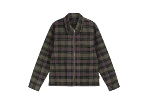Stussy Reed Wool Plaid Zip Shirt Green (FW22)