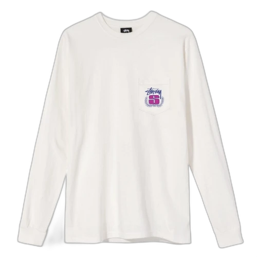 Stussy S Wreath Dyed Pocket L/S T-shirt Natural