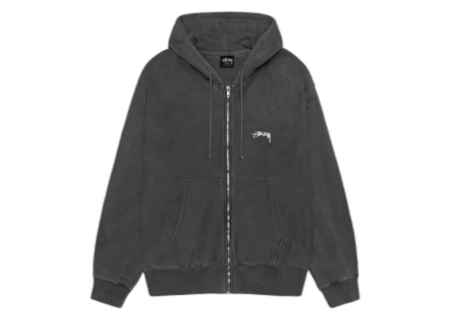 Stussy Smooth Stock Pigment Dyed Zip Hoodie Black