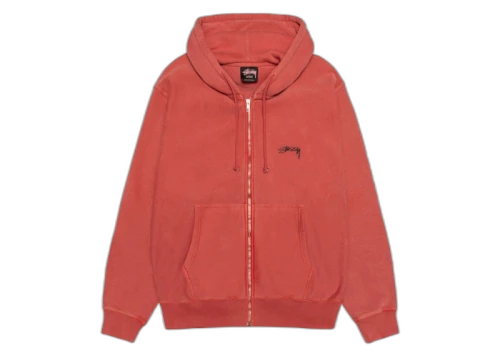 Stussy Smooth Stock Pigment Dyed Zip Hoodie Guava