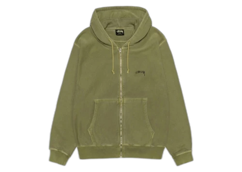 Stussy Smooth Stock Pigment Dyed Zip Hoodie Olive