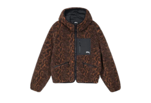 Stussy Snake Jacquard Sherpa Jacket Brown (FW22)