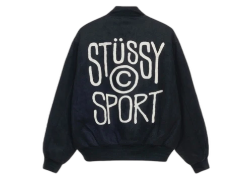 Stussy Sport Melton Varsity Jacket Black