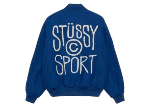 Stussy Sport Melton Varsity Jacket Royal