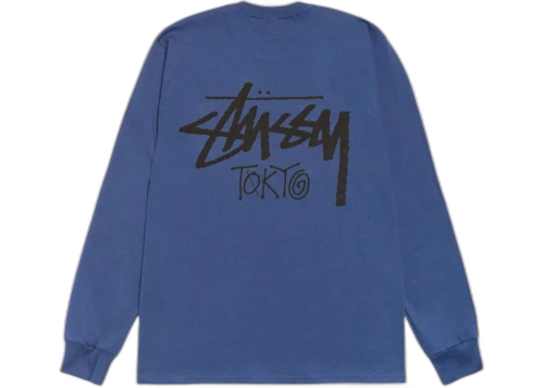 Stussy Stock Tokyo LS Tee Pigment Dyed Indigo