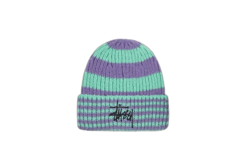 Stussy Striped Big Basic Beanie Green (FW22)