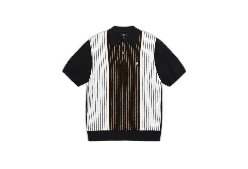 Stussy Textured SS Polo Sweater Black Stripe (SS23)