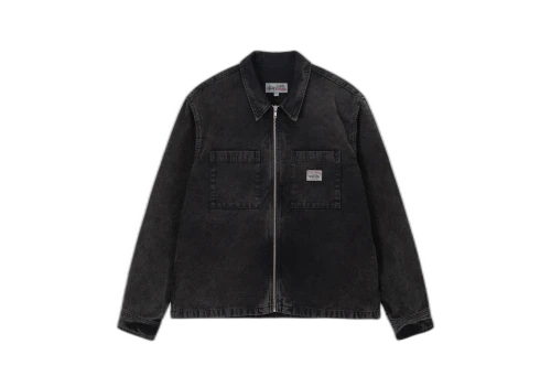 Stussy Washed Canvas Zip Shirt Black (FW22)