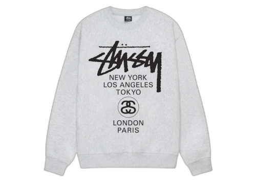Stussy World Tour Crewneck Ash Heather