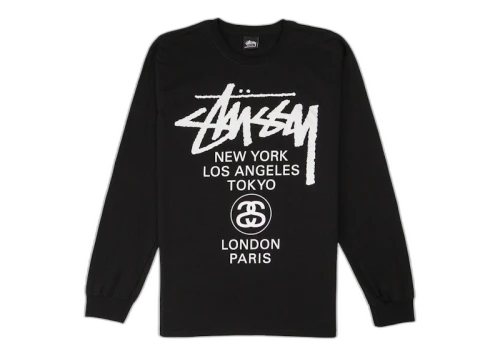 Stussy World Tour L/S T-Shirt Black