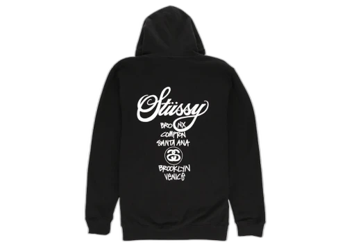 Stussy World Tour Zip Hoodie Black