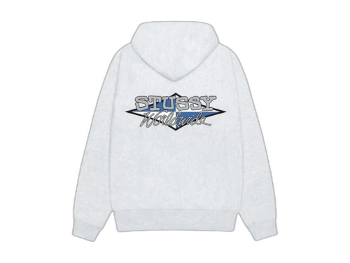 Stussy Worldwide Diamond Hoodie Ash Heather