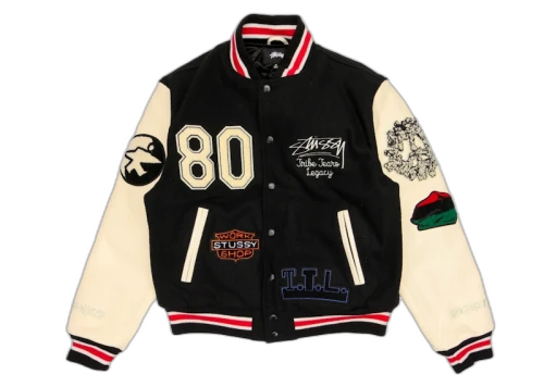 Stussy x Denim Tears X Our Legacy TTL Varsity Jacket Black/White