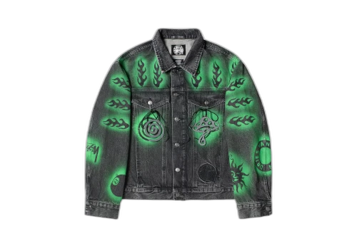 Stussy x Dries Van Noten Hand-Stencilled Denim Jacket Black (FW22)