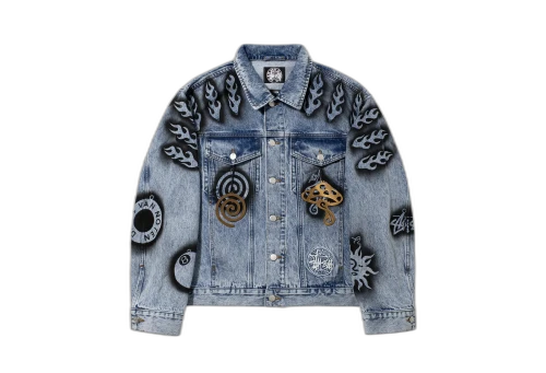 Stussy x Dries Van Noten Hand-Stencilled Denim Jacket Washed Denim (FW22)