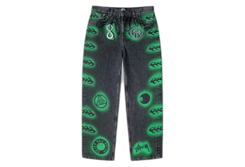 Stussy x Dries Van Noten Hand-Stencilled Jeans Black (FW22)