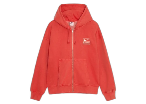 Stussy x Nike Pigment Dyed Fleece Zip Hoodie (Asia Sizing) Habanero Red