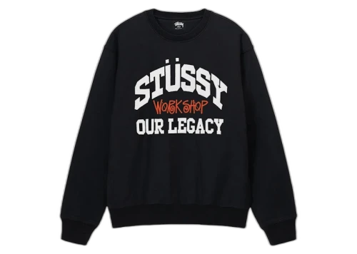 Stussy x Our Legacy Ol Collegiate Pigment Dyed Crewneck Black