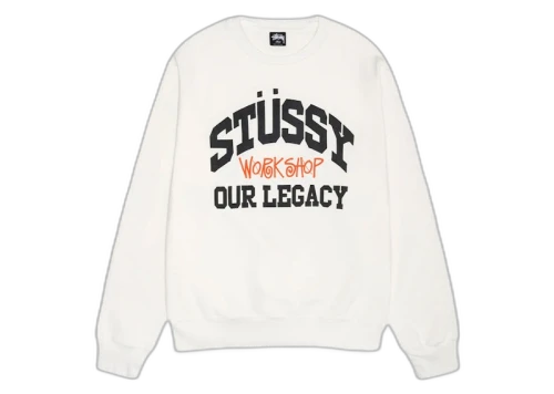 Stussy x Our Legacy Ol Collegiate Pigment Dyed Crewneck Natural
