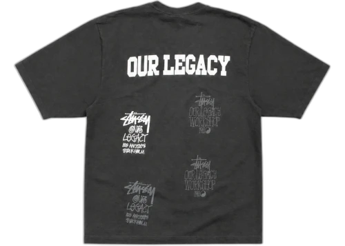 Stussy x Our Legacy Stamp Tee Pigment Dyed Faded Black